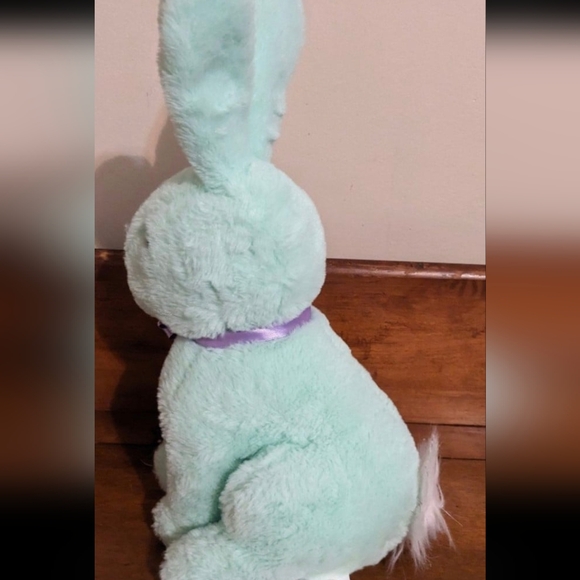 Animal Adventure Mint Green Bunny Rabbit Purple Bow Plush Stuffed Animal Easter - Picture 4 of 7